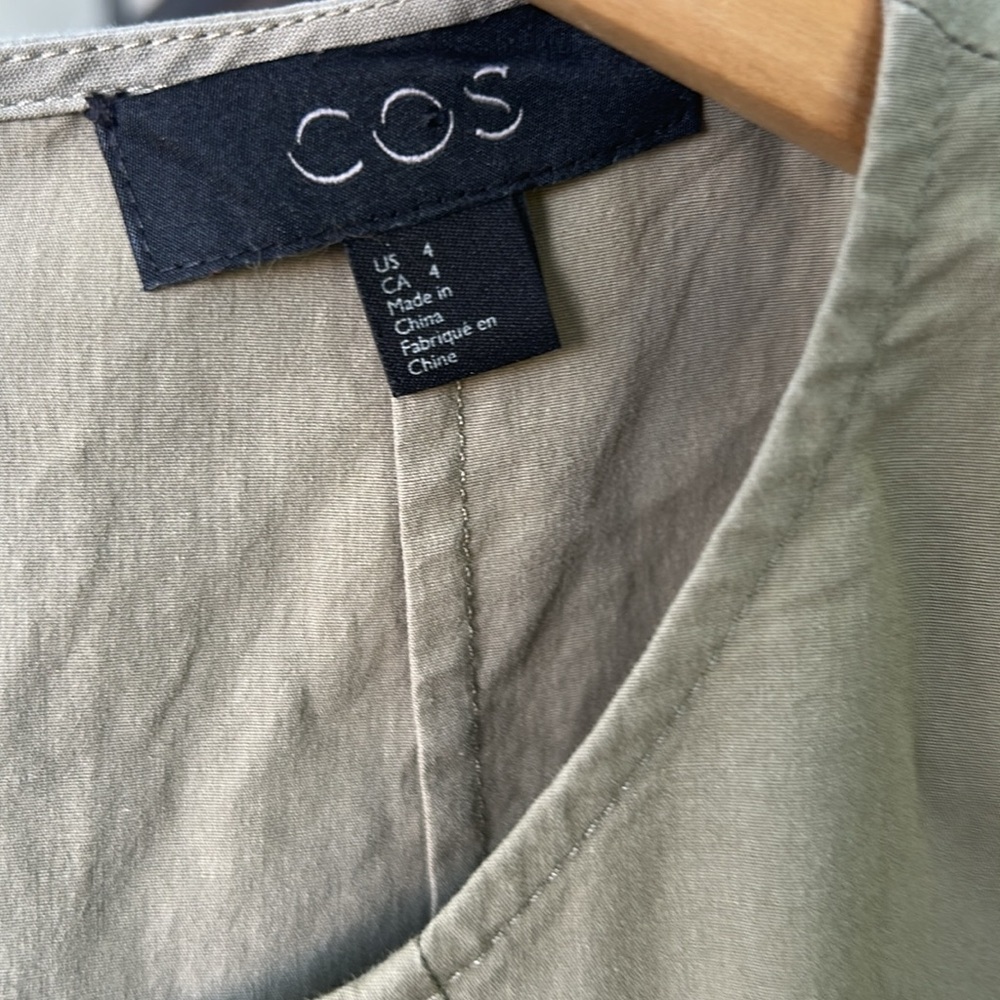 COS Sleeveless Waisted Dress With Pleats Bohemian Cotton Summer Dress Size 4 - Picture 4 of 8
